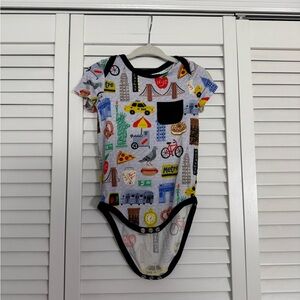 New York City Print Baby Bamboo One Piece NYC Landmarks Sz 6-12 Months
